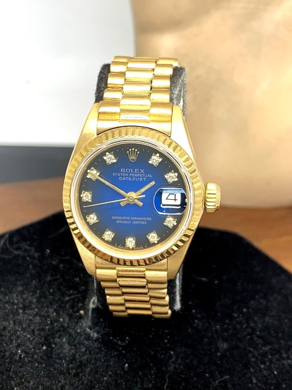 Rolex Datejust Women's Watch 6917 Swiss Automatic Factory Diamond Dial 18k Gold